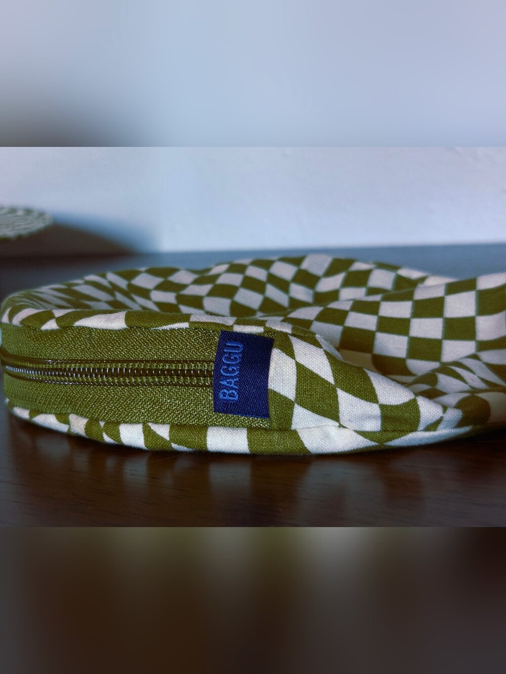 RARE Retired BAGGU Packable Sun Hat Green Checkerboard Print - Picture 2 of 3